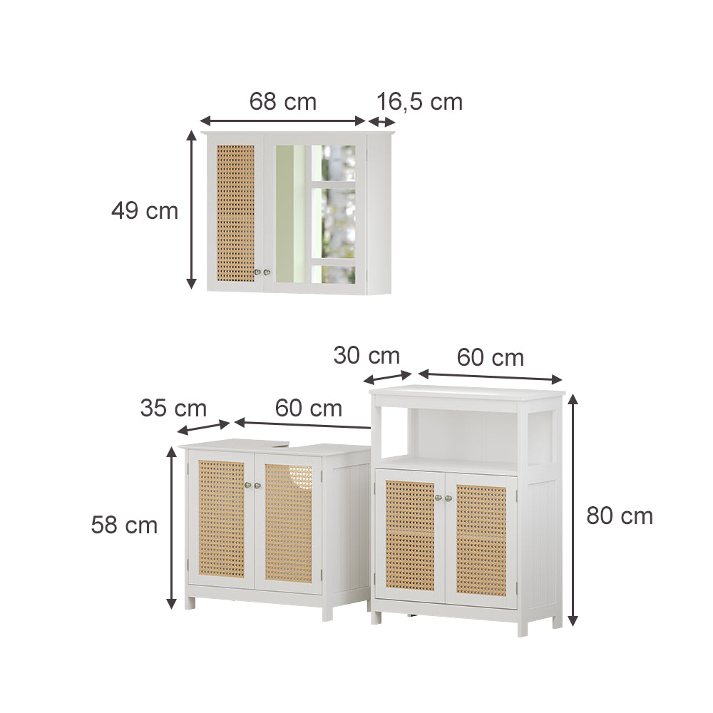Vicco Set di mobili da bagno Bianco 3 pezzi
