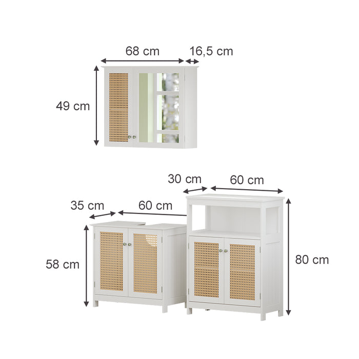 Vicco Set di mobili da bagno Bianco 3 pezzi