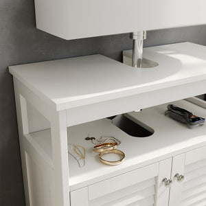 Vicco Mobile sottolavabo per bagno Bianco 60 x 60 cm con 2 ante e vano a giorno