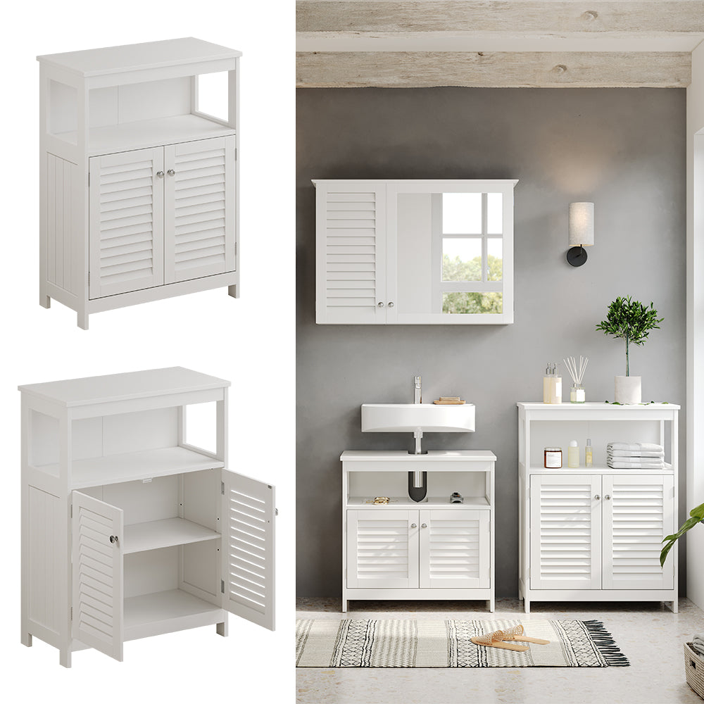 Vicco Mobiletto bagno Bianco 60 x 80 cm con ante e vano a giorno