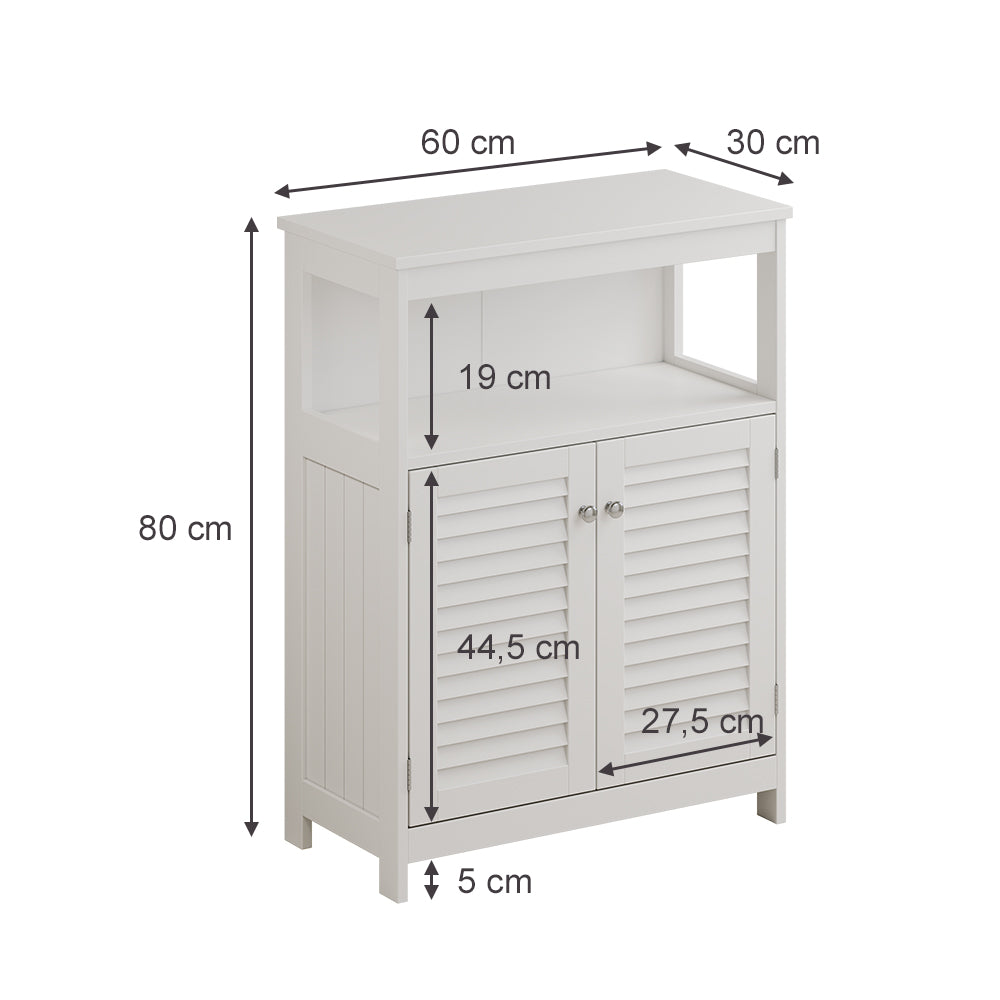 Vicco Mobiletto bagno Bianco 60 x 80 cm con ante e vano a giorno