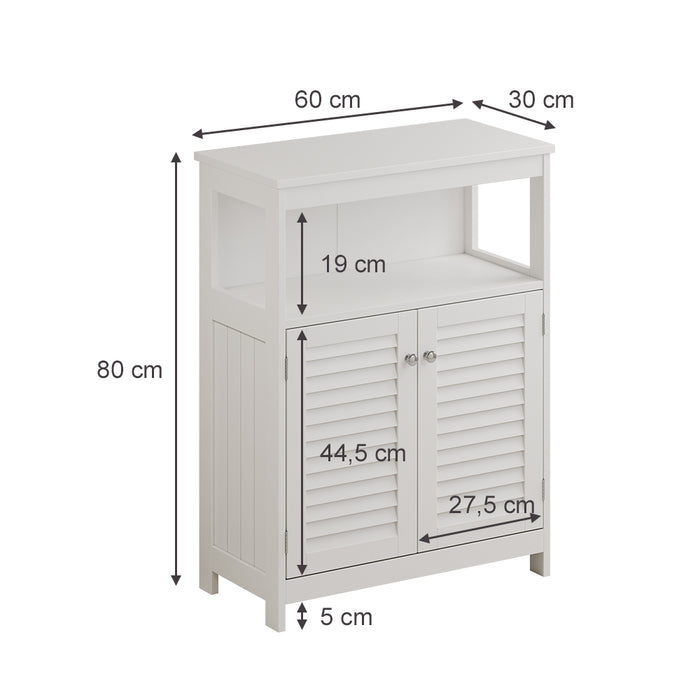 Vicco Mobiletto bagno Bianco 60 x 80 cm con ante e vano a giorno