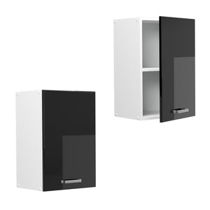 Vicco Pensile universale Nero lucido 40 cm con ripiani aperti