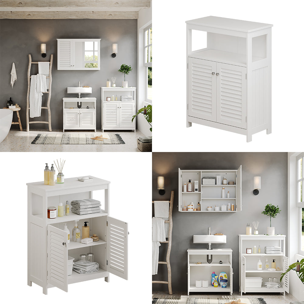 Vicco Mobiletto bagno Bianco 60 x 80 cm con ante e vano a giorno