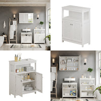 Vicco Mobiletto bagno Bianco 60 x 80 cm con ante e vano a giorno