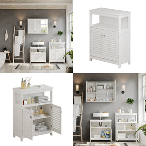 Vicco Mobiletto bagno Bianco 60 x 80 cm con ante e vano a giorno