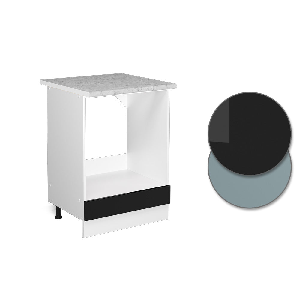 Vicco Base universale Nero lucido 60 cm con ampia nicchia, con piano di lavoro