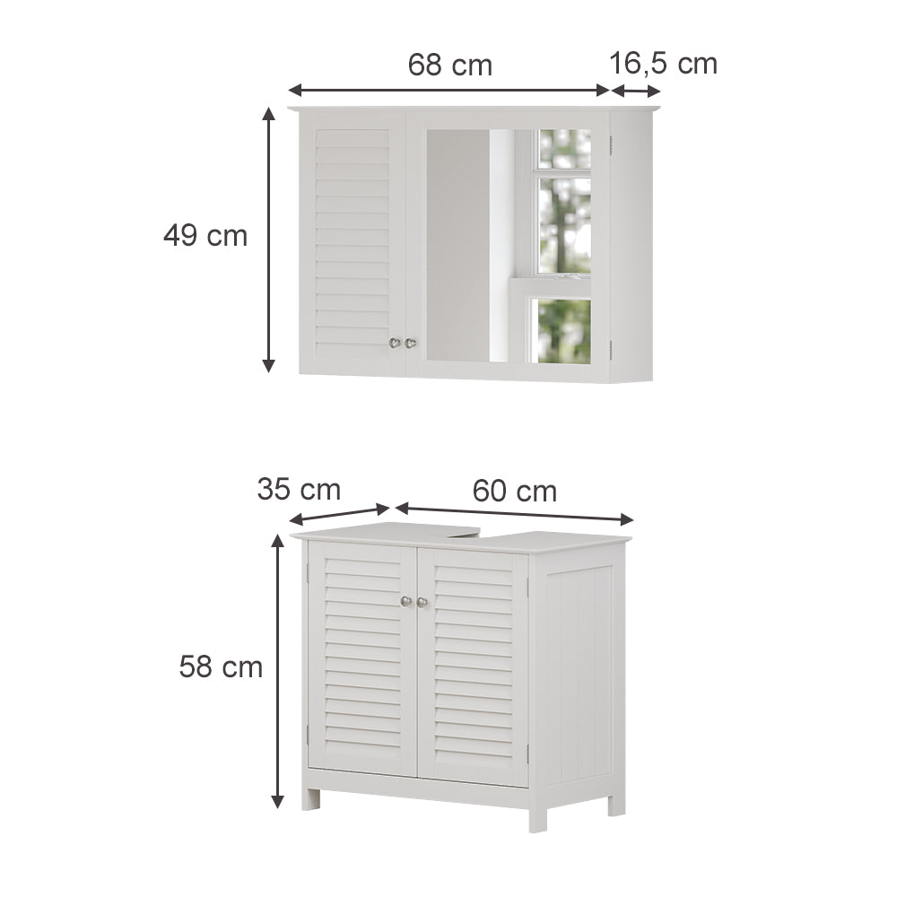 Vicco Set di mobili da bagno Bianco 2 parti