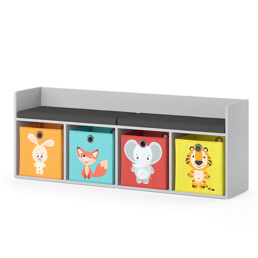 Vicco Scaffale per bambini Bianco 142.4 x 53.4 cm 4 scomparti, con cassette pieghevoli colorate