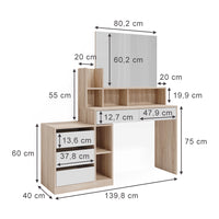 Vicco Tavolo da toeletta Bianco/Sonoma 139.8 cm