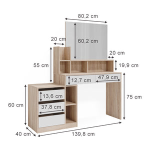 Vicco Tavolo da toeletta Bianco/Sonoma 139.8 cm