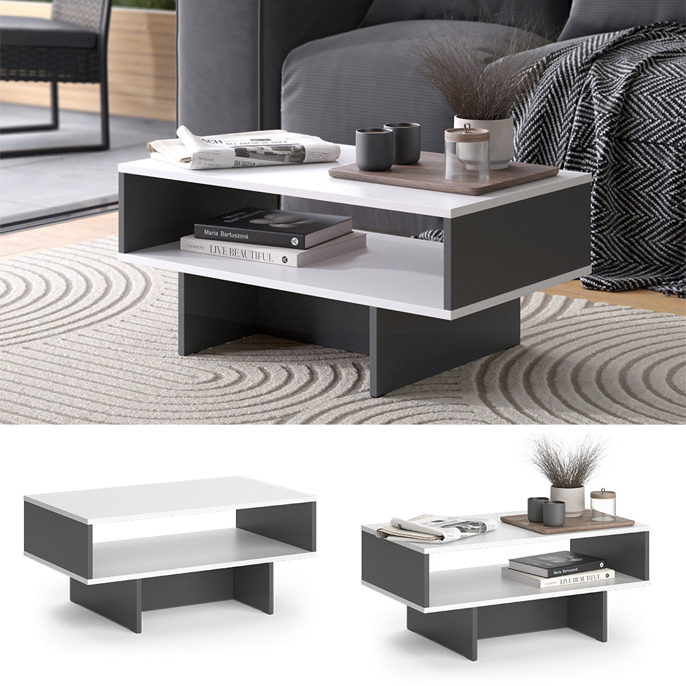 Vicco Tavolino da salotto Bianco/antracite 80 x 46,2 cm con 1 ripiano