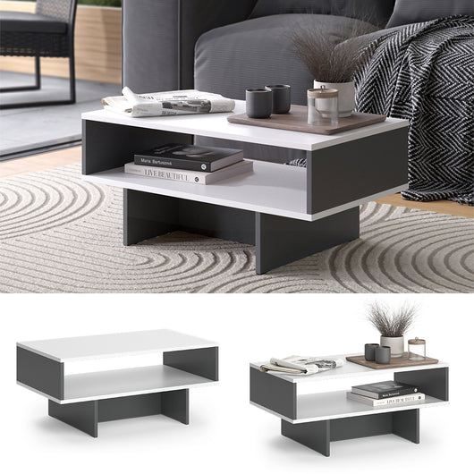 Vicco Tavolino da salotto Bianco/antracite 80 x 46,2 cm con 1 ripiano