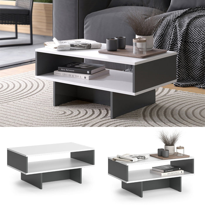 Vicco Tavolino da salotto Bianco/antracite 80 x 46,2 cm con 1 ripiano