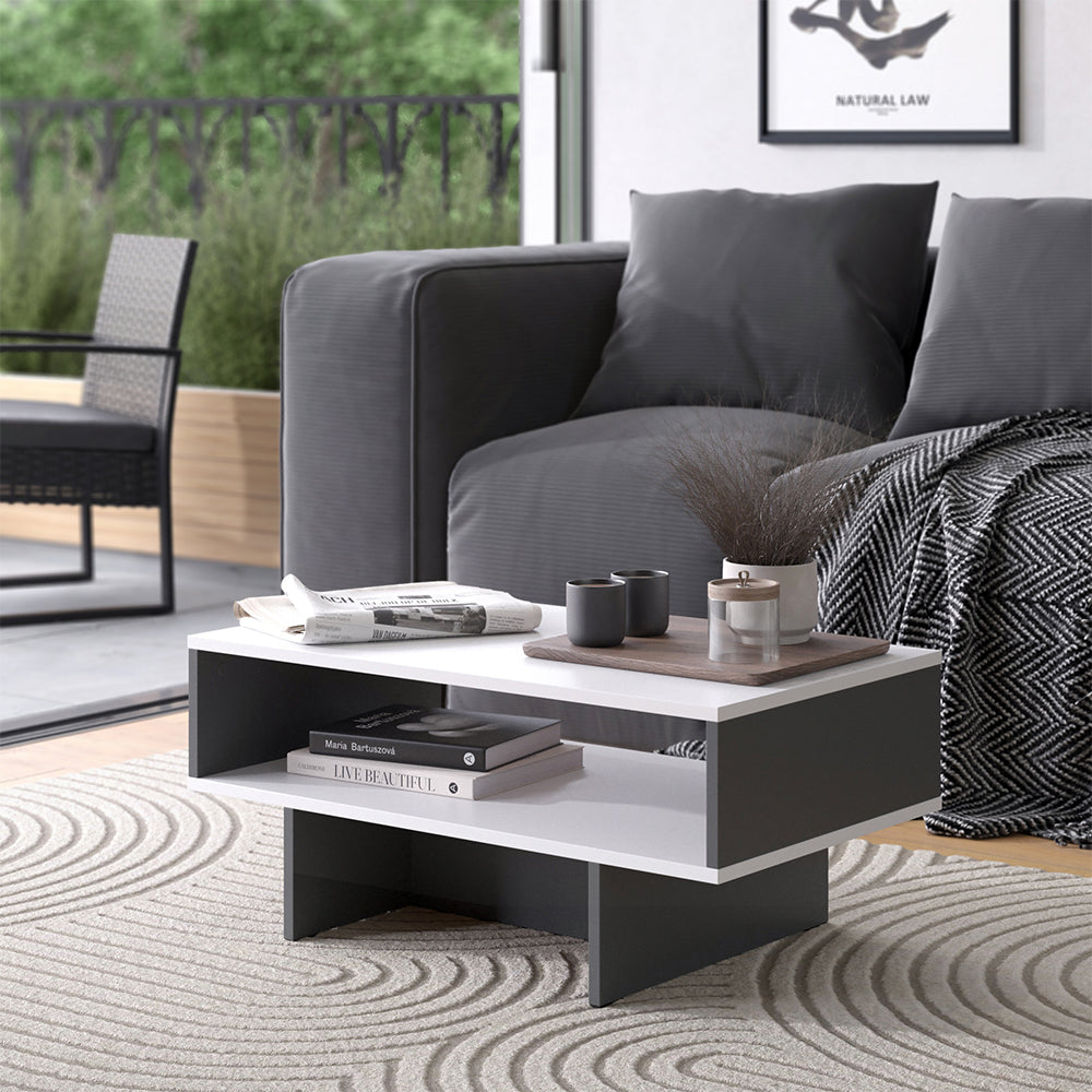 Vicco Tavolino da salotto Bianco/antracite 80 x 46,2 cm con 1 ripiano