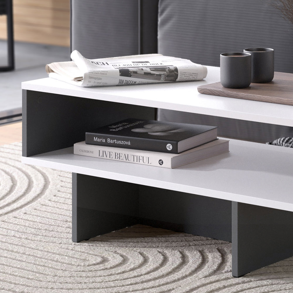 Vicco Tavolino da salotto Bianco/antracite 80 x 46,2 cm con 1 ripiano