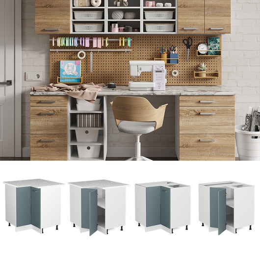 Vicco Armadio universale ad angolo Grigio-blu 75.6 cm con anta, con piano di lavoro