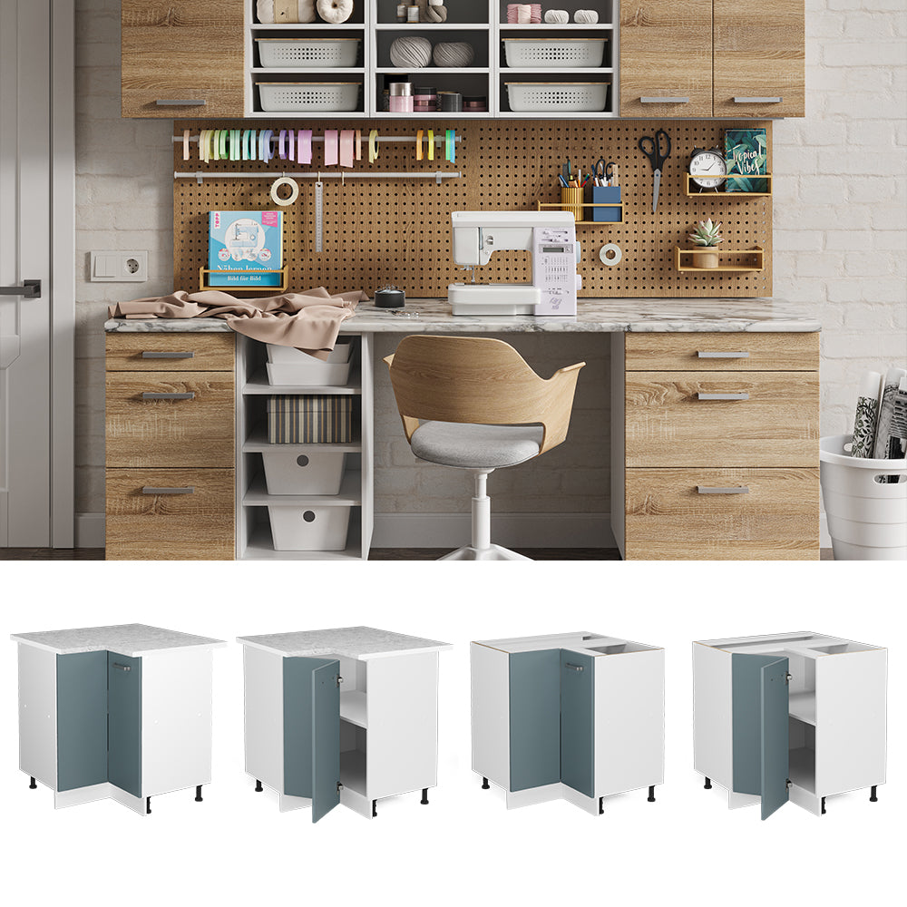 Vicco Armadio universale ad angolo Grigio-blu 75.6 cm con anta, senza piano di lavoro