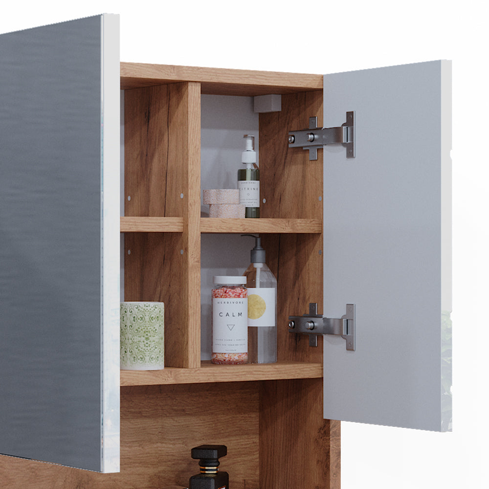 Vicco Specchio contenitore bagno Bianco lucido/oro power oak 54 x 55 cm