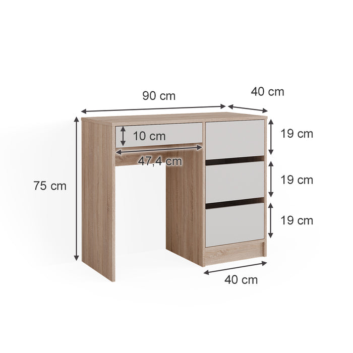 Vicco Tavolo da toeletta Sonoma 40 cm con 4 cassetti