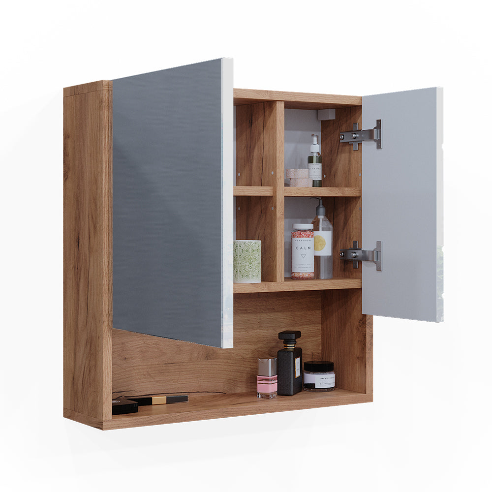 Vicco Specchio contenitore bagno Bianco lucido/oro power oak 54 x 55 cm