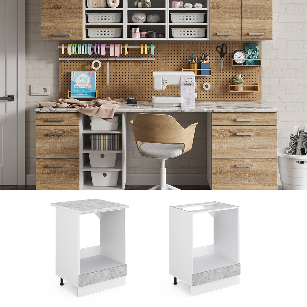 Vicco Base universale Calcestruzzo 60 cm con ampia nicchia, con piano di lavoro