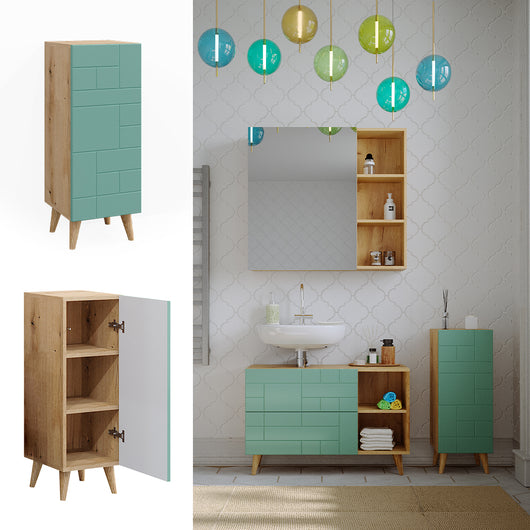 Vicco Mobiletto bagno Verde menta 30.3 x 80.3 cm con porta