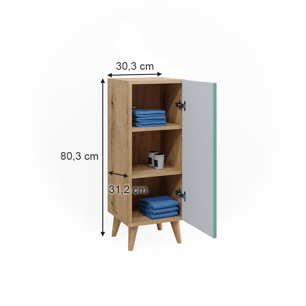 Vicco Mobiletto bagno Verde menta 30.3 x 80.3 cm con porta