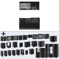 Vicco Cucina monoblocco Nero lucido/antracite 140 cm , PL Antracite