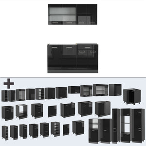 Vicco Cucina monoblocco Nero lucido/antracite 140 cm , PL Antracite