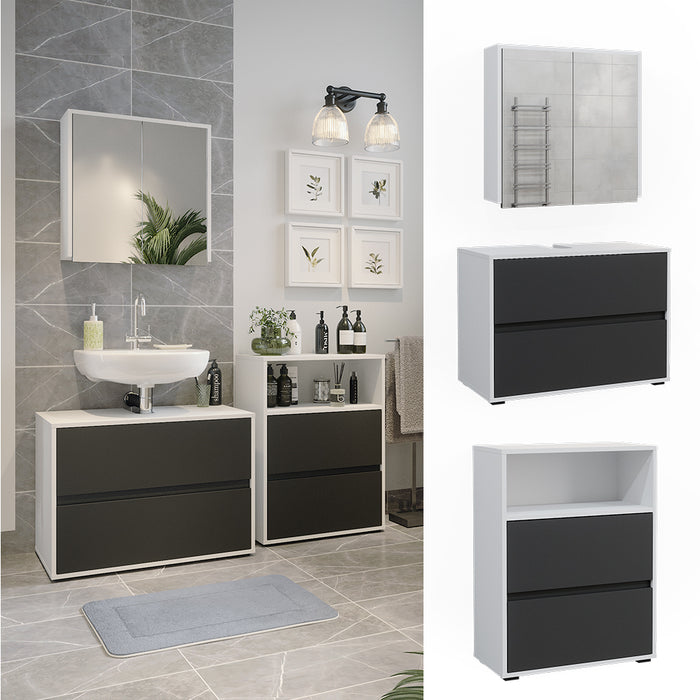 Vicco Set di mobili da bagno Bianco/antracite 3 parti
