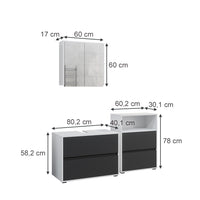Vicco Set di mobili da bagno Bianco/antracite 3 parti