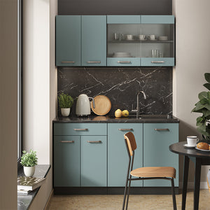 Vicco Cucina monoblocco Blu-grigio/antracite 140 cm , PL Antracite
