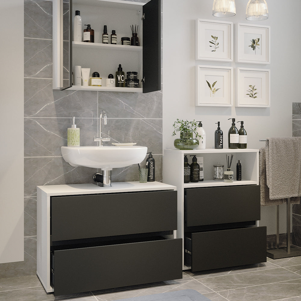 Vicco Set di mobili da bagno Bianco/antracite 3 parti
