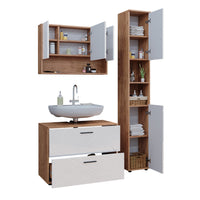 Vicco Set di mobili da bagno Bianco lucido/oro power oak 3 pezzi, base 80 cm
