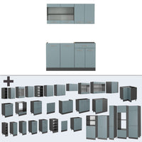 Vicco Cucina monoblocco Blu-grigio/antracite 140 cm senza piano di lavoro