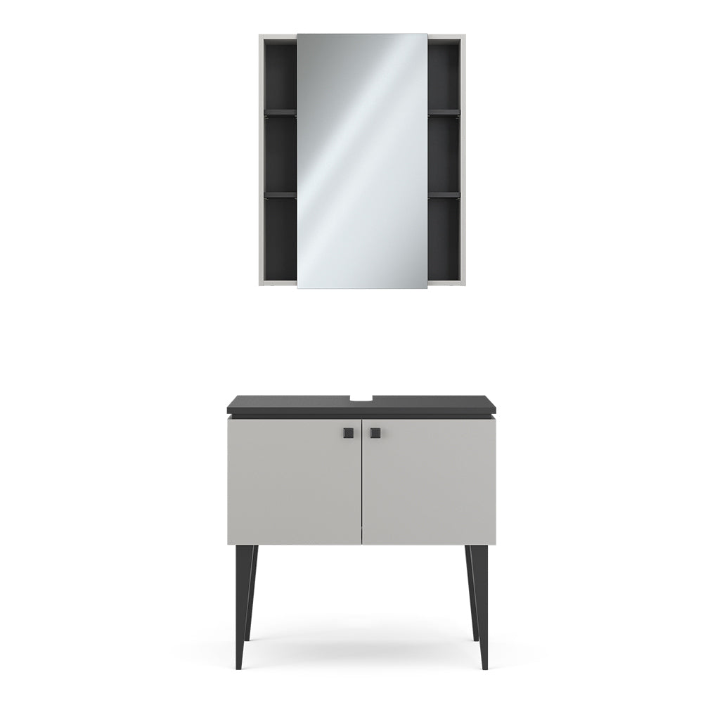Vicco Set di mobili da bagno Grigio 2 parti
