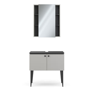 Vicco Set di mobili da bagno Grigio 2 parti