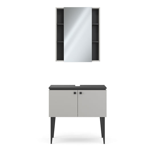 Vicco Set di mobili da bagno Grigio 2 parti