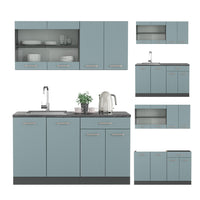 Vicco Cucina monoblocco Blu-grigio/antracite 140 cm , PL Antracite