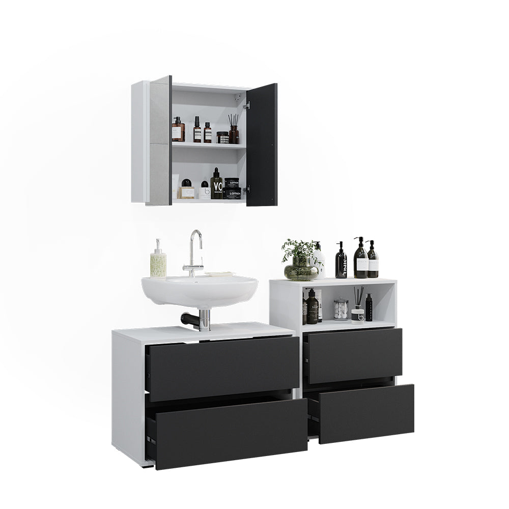 Vicco Set di mobili da bagno Bianco/antracite 3 parti