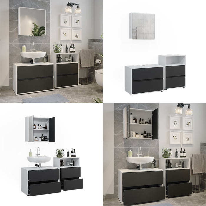 Vicco Set di mobili da bagno Bianco/antracite 3 parti
