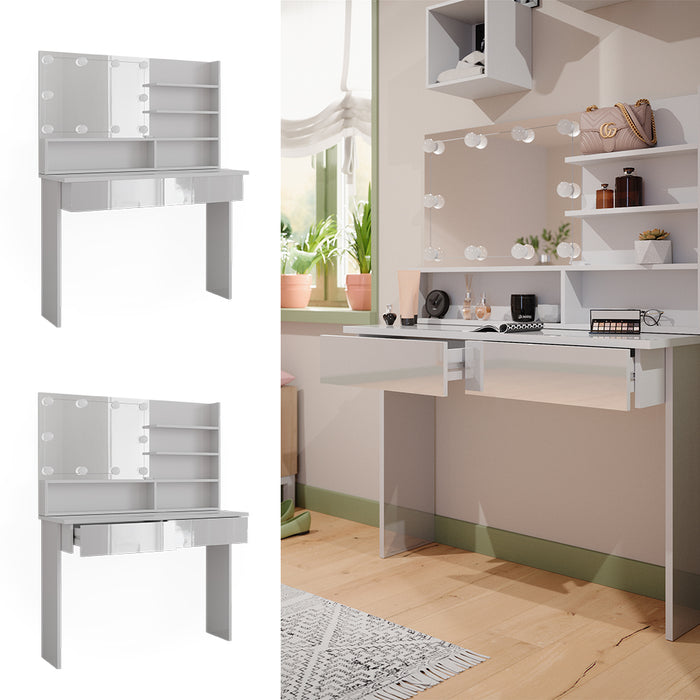 Vicco Tavolo da toeletta Bianco 120 cm con illuminazione a LED