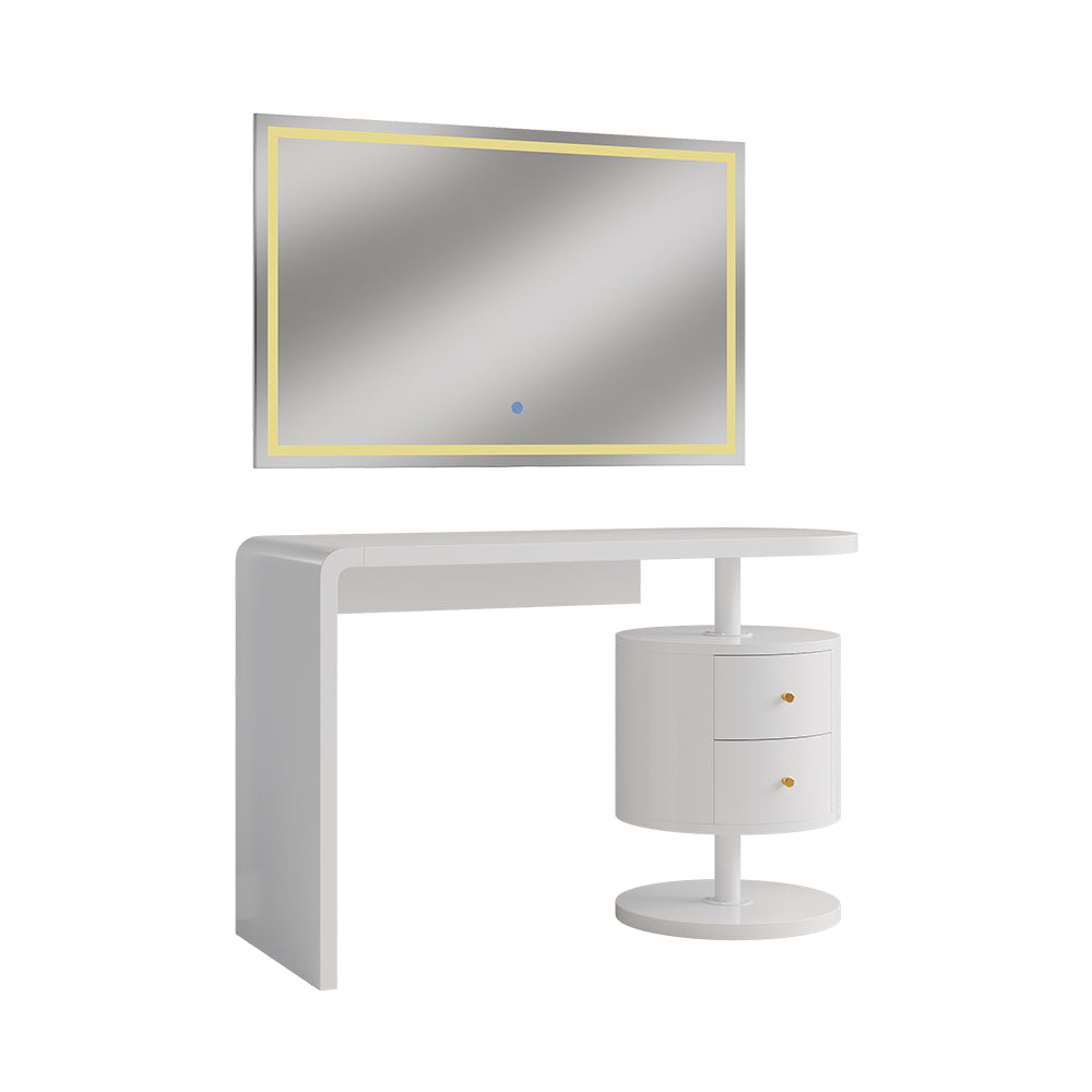 Vicco Tavolo da toeletta Bianco 120 cm con specchio a LED