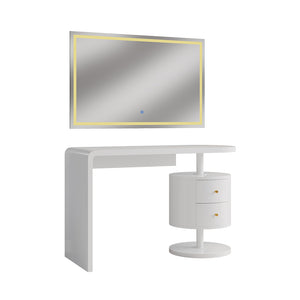 Vicco Tavolo da toeletta Bianco 120 cm con specchio a LED