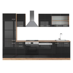 Vicco Cucina componibile Rovere nero/oro lucido 300 cm , PL Rovere