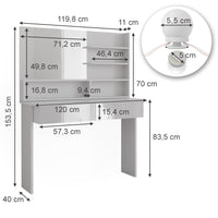 Vicco Tavolo da toeletta Bianco 120 cm con illuminazione a LED
