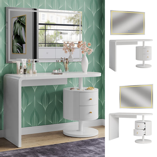Vicco Tavolo da toeletta Bianco 120 cm con specchio a LED