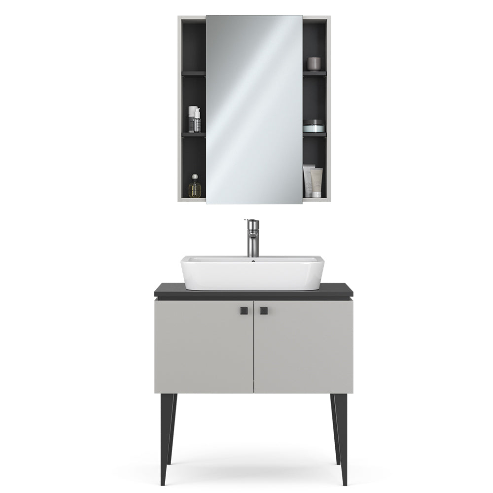 Vicco Set di mobili da bagno Grigio 2 parti