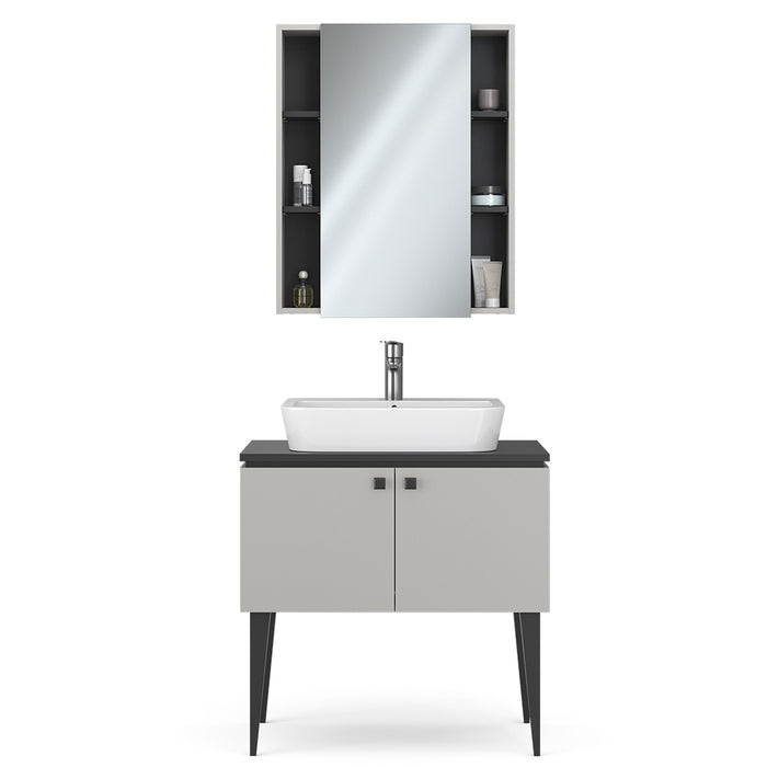 Vicco Set di mobili da bagno Grigio 2 parti
